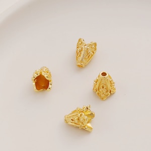 18K Gold Plated Bead Caps: Ornate End Caps (9x12mm, 20pcs)