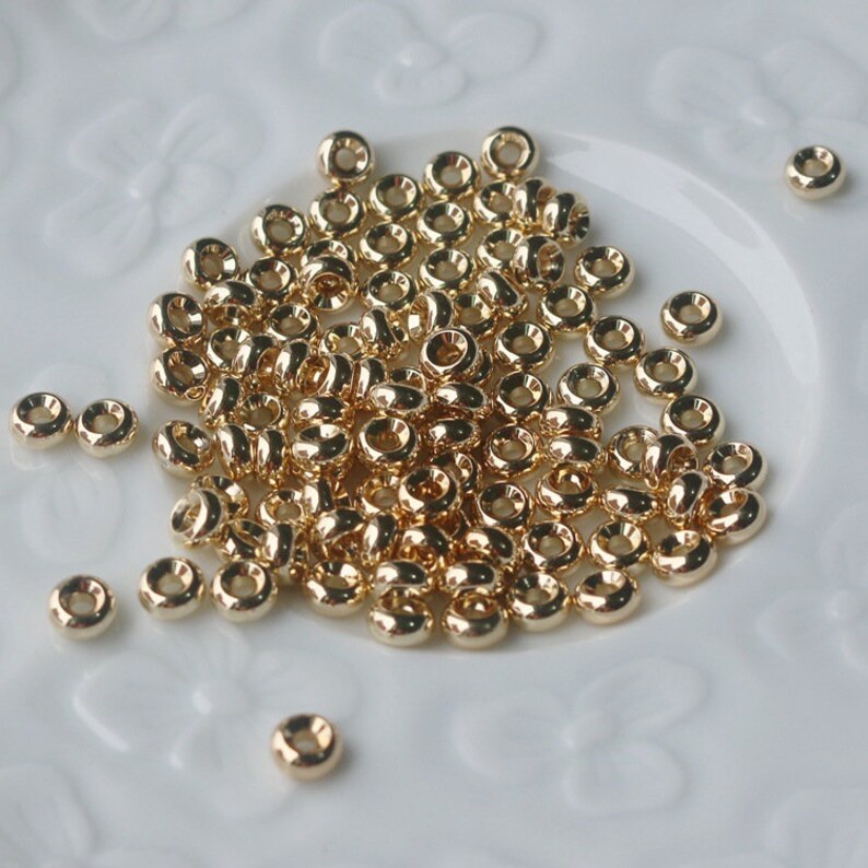 10pcs 14K Gold Plated Spacer Beads Round Connector Beads - Etsy