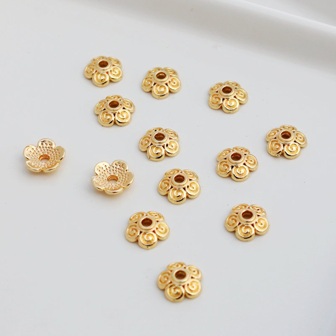 50 pcs 8mm 14K Gold Bead Caps Gold Bead Cap Gold End Caps Etsy