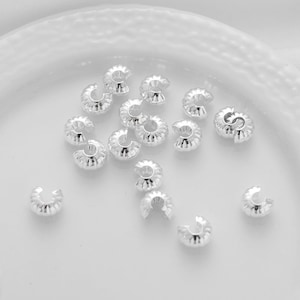 50 Silver Plated Crimp Bead Covers: Cord Ends (3mm, 4mm, 5mm)