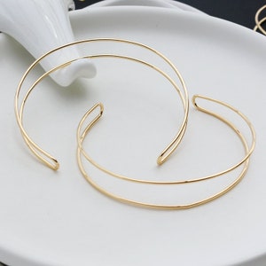 2 pcs 14K Gold Bangle Blank, Thread Wire Open Circle Double Row Bangle Blank, Charm Bracelet, Jewelry Finding