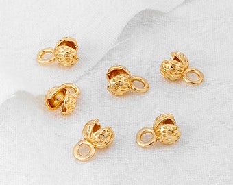 20 Pcs 14K Gold Plated Crimp Clasp: Cord End Caps