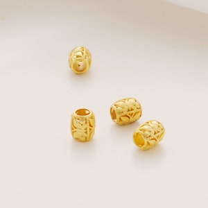 15pcs 7x8mm 18K Gold Plated Beads, Tube Beads, Hollow Out Gold Bead, Spacer Beads, Connector Beads, Charm Bead