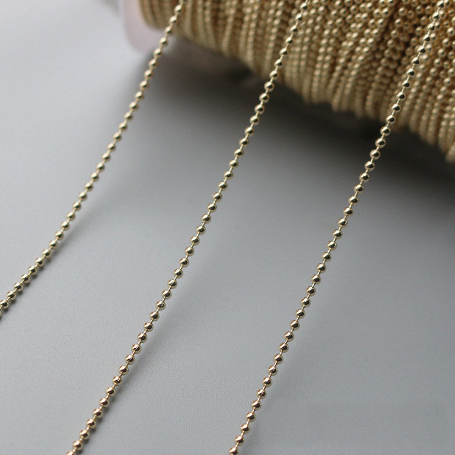 14K Gold Plated Cable Bead Chain Necklace Chain Gold Plated Etsy