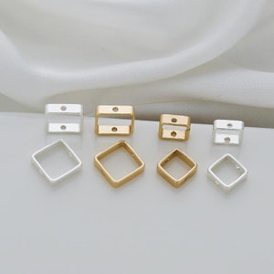 30 pcs 14K Gold Plated Square Frame Charms: 8mm & 10mm Bead Connectors