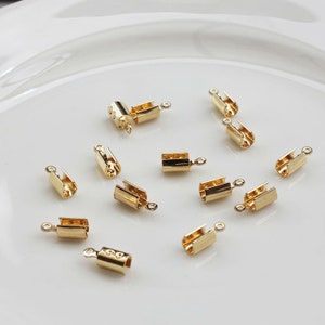 10 Pcs 14K Gold Plated Brass Wire Guardians, Beading Wire Protectors, Cord End Tips, Bead tip