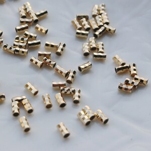 50 pcs 3x5mm 14K Gold Plated Tube Beads, Tube Charm Beads, Connector Beads, Gold Beads