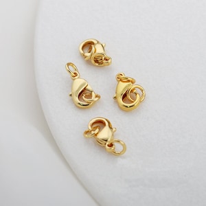 18K Gold Plated Lobster Clasps: Claw Clasp, 6x12mm (10 Sets)