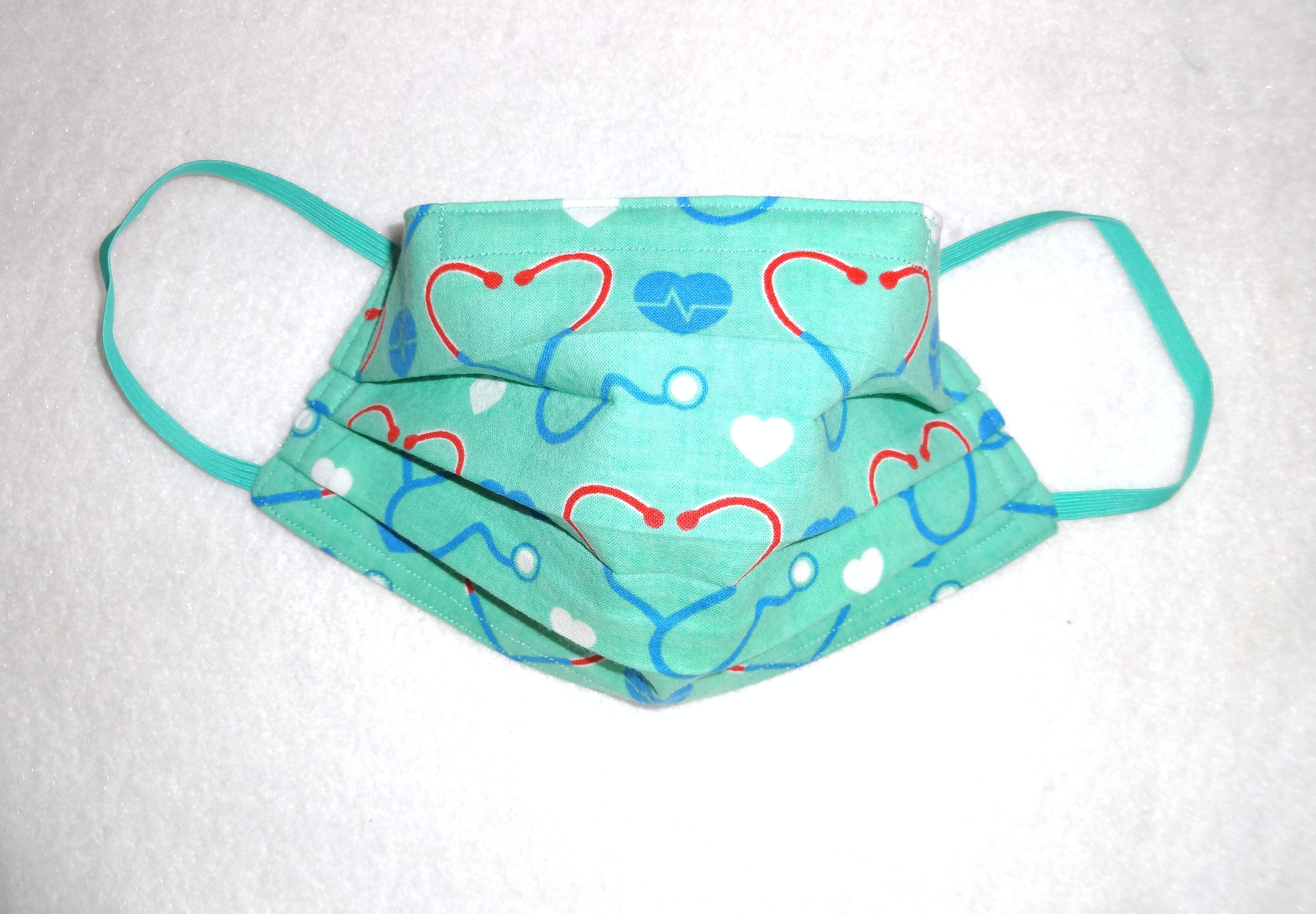 Pleated Cotton Adult Face Mask Medical Heartbeat Nurse Doctor Etsy
