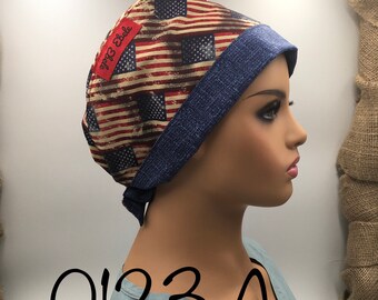 Gorras de matorral patrióticas y elegantes en rojo, azul y blanco. Tamaño regular.