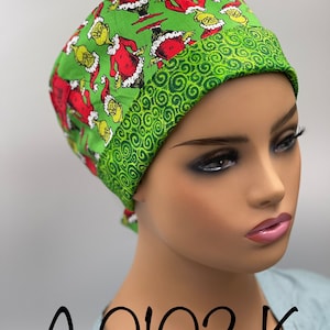 Grinch scrub caps. The Grinch grinching! All sizes . Snazzy Christmas scrub caps for everyone. Group purchase with friends!
