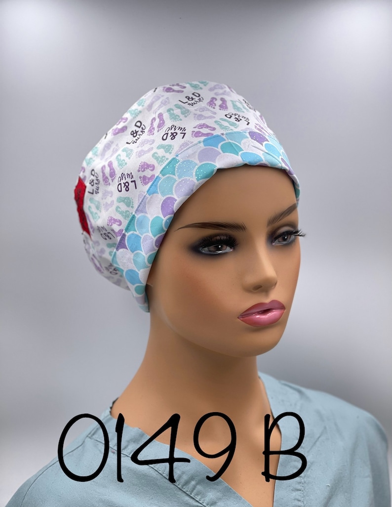 L&D Nurse Scrub Caps. Different Fabrics Snazzy Scrub Cap. Size Regular