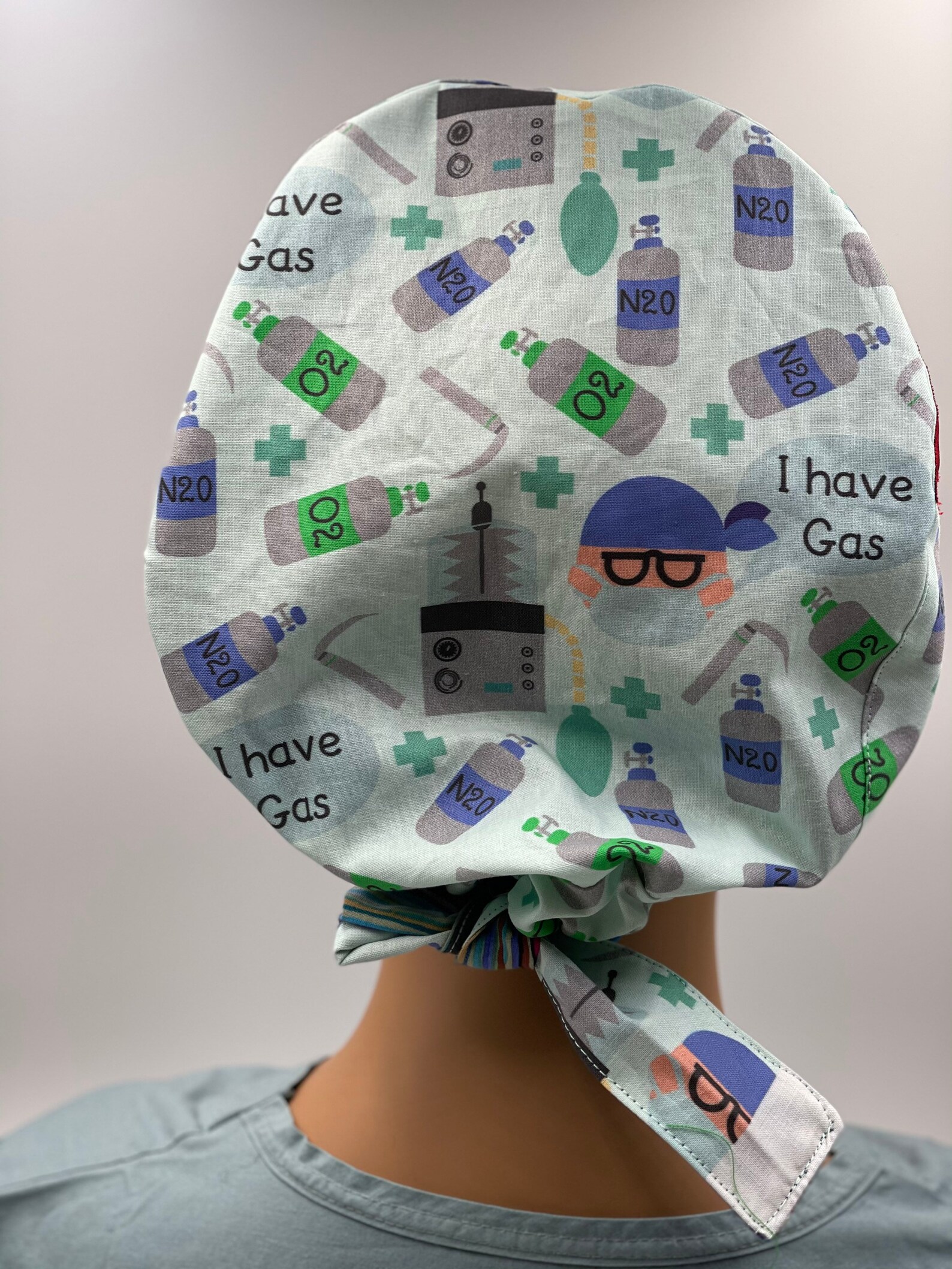 Anesthesia Stat Scrub Caps. Regular Size. ive Got Gas Fabric.whole Hair