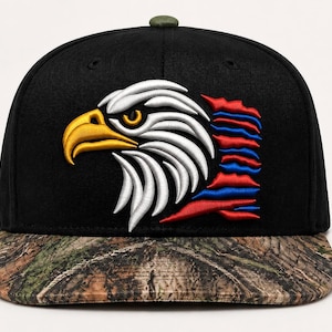 Patriotic Eagle 3D Puff Embroidery Design | American Flag Hat File (Digital Download)