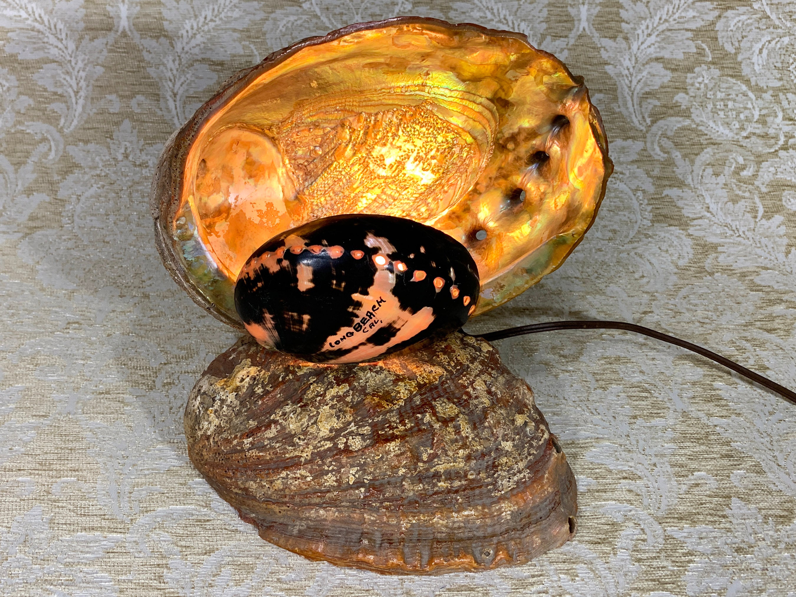 Buy the Vintage Retro Abalone Shell Leviton Lamp