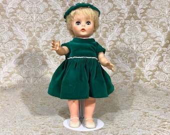 1950s Sleepy Eye Doll dressed in Green Velvet