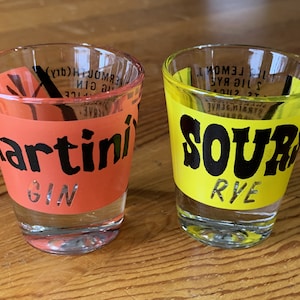 Set of 2 1960s Art Shot Glasses