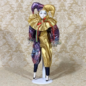 1980s Musical Harlequin Clown Doll