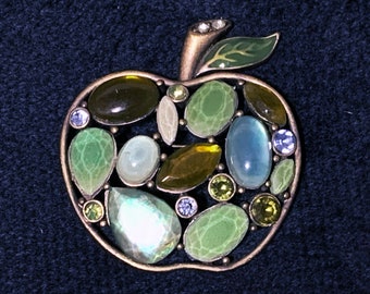 1980s Liz Claiborne Apple Brooch