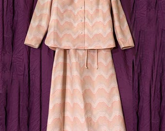 1950s-1960s Size 18 Three Piece Formal with Rhinestone Buttons