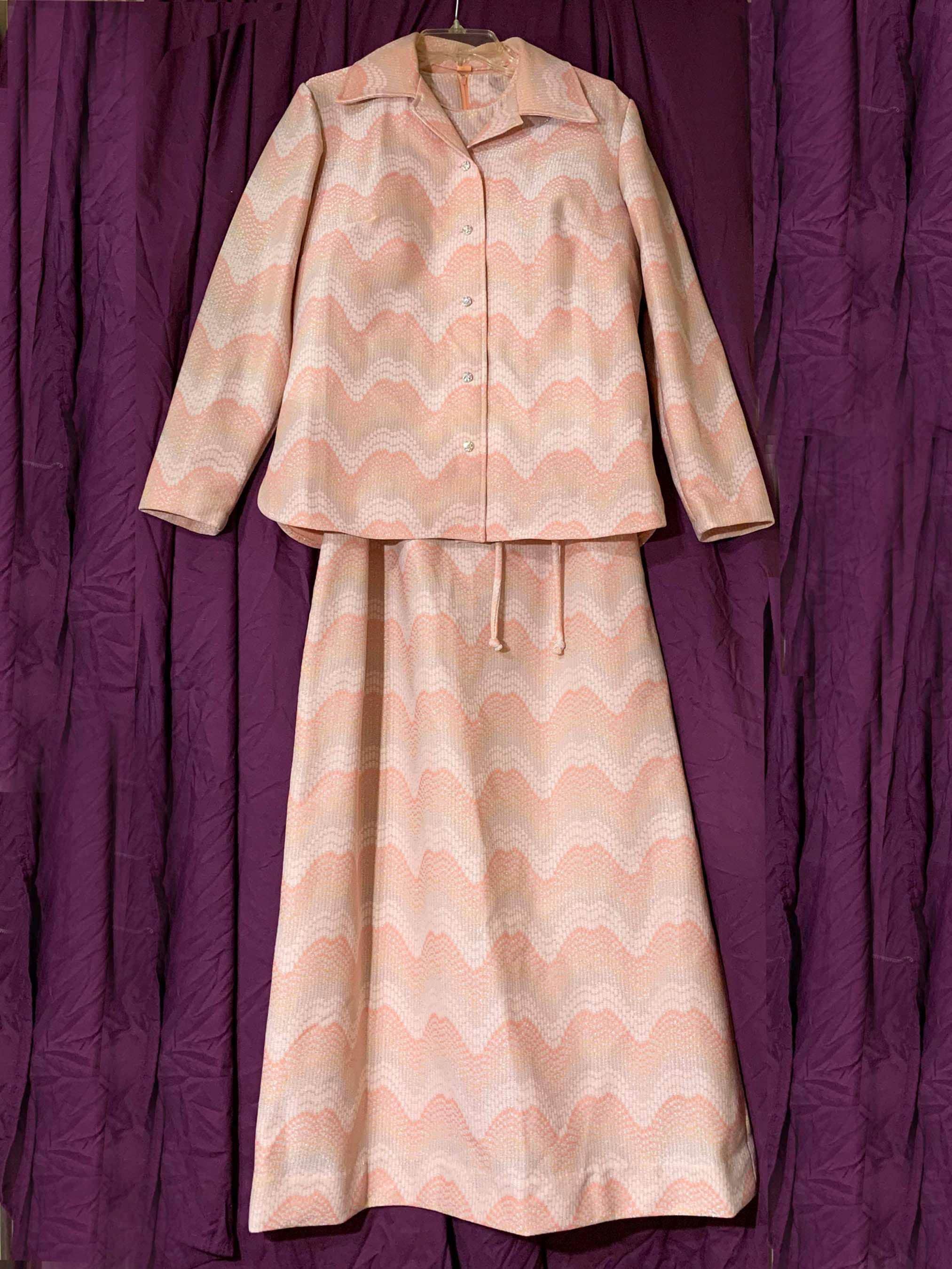 1950s-1960s Size 18 Three Piece Formal with Rhinestone Buttons