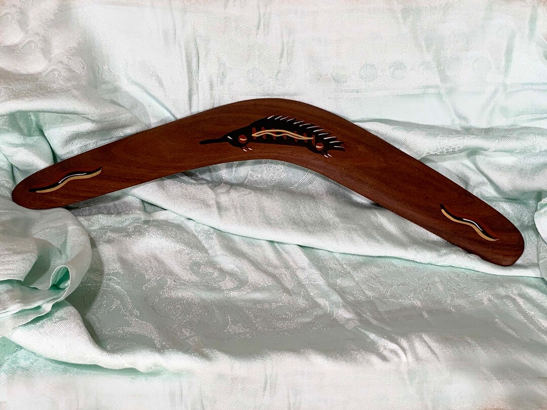 Australian Treasures - Houten boemerang - 40cm - met lizard beschildering - Boomerang voor kinderen