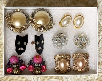 Collection of Six 1950s Clip-on Earring Sets