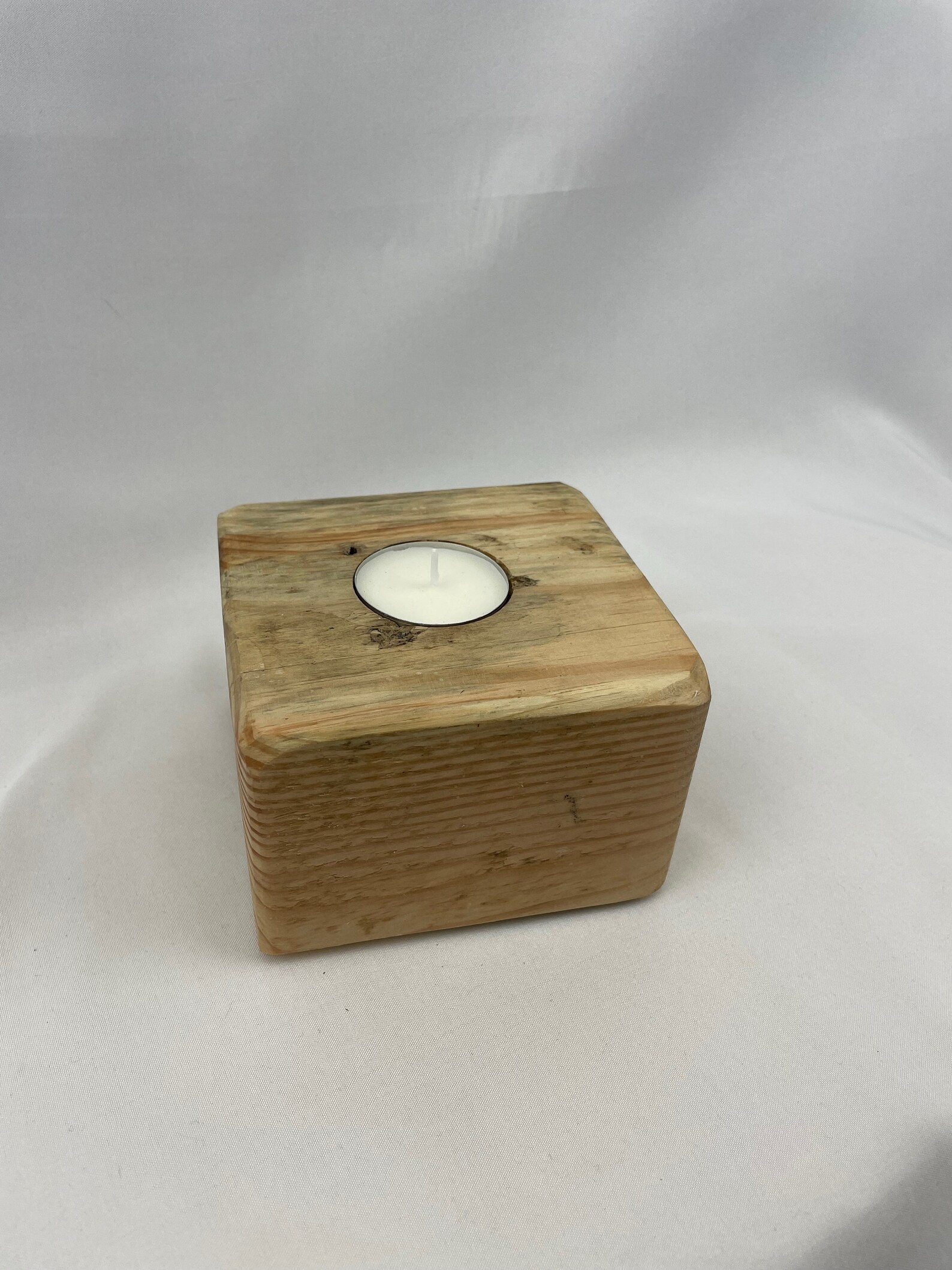 Reclaimed Wood Block Tea Light Holder: Rustic Cozy Upcycled Decor - Etsy