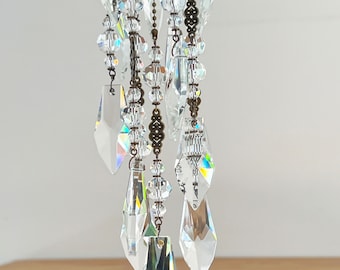 Elegante lámpara de araña larga de cristal atrapasol – Captador de luz radiante y adorno para ventanas
