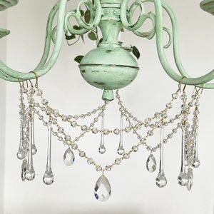 Elegant clear crystal Bead Garland, for the distance 6&#39;&#39;-10&#39;&#39; (15-26 cm) with 10mm faceted Round Crystals, and drops.