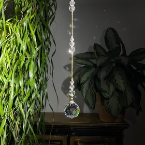 Long elegant crystal ball suncatcher, suncatcher crystals for windows, window treatment, wedding crystals, christmas decor