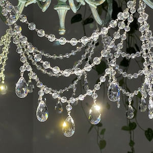 Elegant clear crystal Garland, three layer crystal swag for the distance 6-9'' or 10-12'' round faceted crystal beads, and crystal drops.