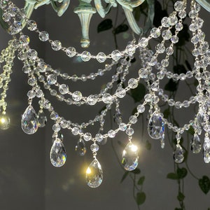 Elegant clear crystal Garland, three layer crystal swag for the distance 6-9'' or 10-12'' round faceted crystal beads, and crystal drops.