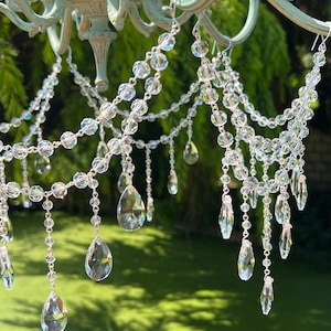 Elegant clear crystal Garland, two layer crystal swag for the distance 8-10'' or 10-12'' round faceted crystal beads, and crystal drops.