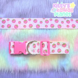 Fursuit Buckle Collar Cute Kawaii Strawberry Pink Jojifuku Furry Choker Adjustable