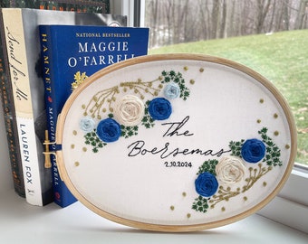 Custom Family Name Embroidery Hoop, Custom Sign, Wedding or Anniversary Gift, Totally Customizable Bespoke Wall Art, Gallery Wall, Last Name