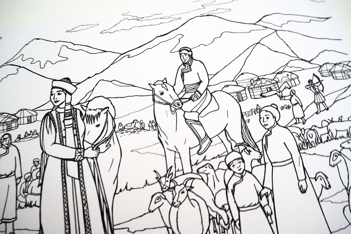 Mongolia Printable Coloring Page Historical Themes Around | Etsy