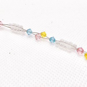 Pink Blue Yellow Bead Anklet, Sweet Dream Minimalist Anklet, Miyuki Bead Crystal Anklet, Swarovski Crystal Anklet, Gift For Her