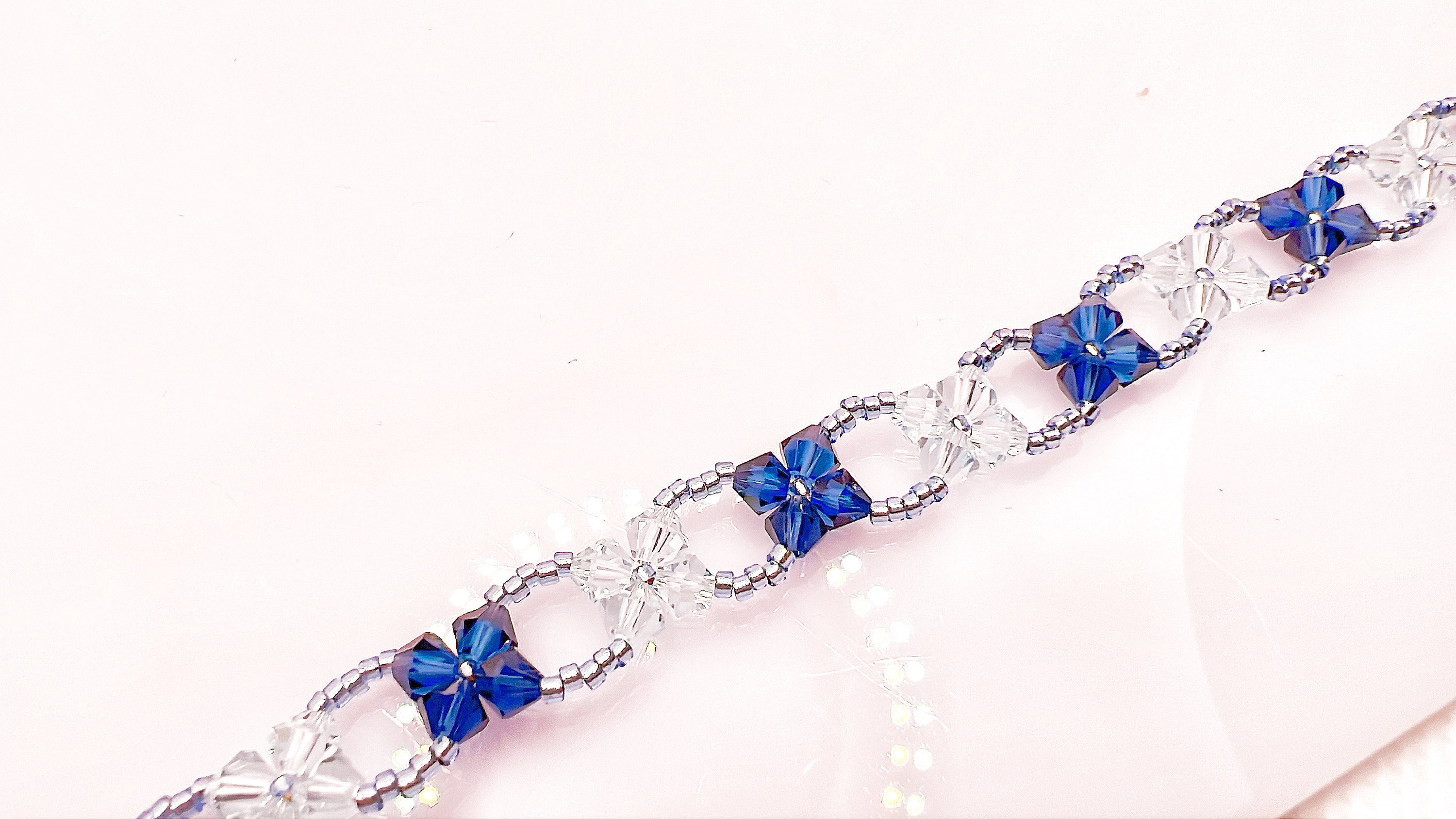 Ocean Blue Swarovski Crystal Bracelet: Forget Me Not Flower Jewelry