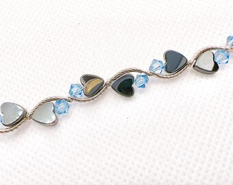 December Birthstone Bracelet: Blue Zircon Swarovski Crystal Heart