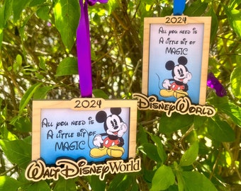 DisneyWorld Photo Frame Ornament with Personalization Option
