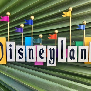 Vintage Disneyland Entrance Sign 12 With Flags