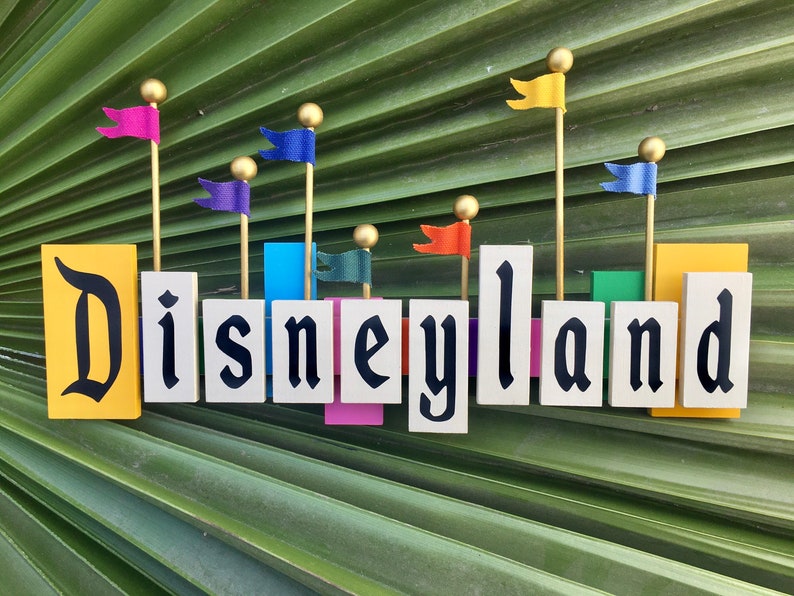 Vintage Disneyland Entrance Sign 12 With Flags