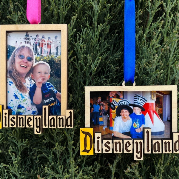 Disneyland Sign Photo Frame Ornament with Personalization Option