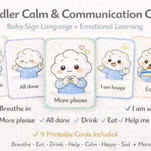 Toddler Calm Printable | Baby Sign Language | Autism Communication Cards | Speech Delay Support | Emotional Regulation