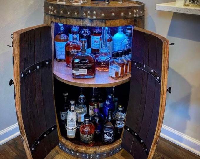 HALF Whiskey Oak Barrel Bar _ Oak Barrel Drinks _ Etsy