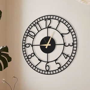 Numbers Large Wall Clock / Oversized Wall Clock / Unique Wall Clock / Silent Wall Clock / Metal Wall Clock / Housewarming