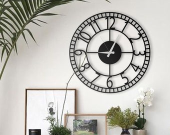 Numbers Oversized Wall Clock, Large Modern Wall Clock, Unique Minimalist Wall Clock, Silent Wall Clock, Metal Wall Clock, Clocks for Wall