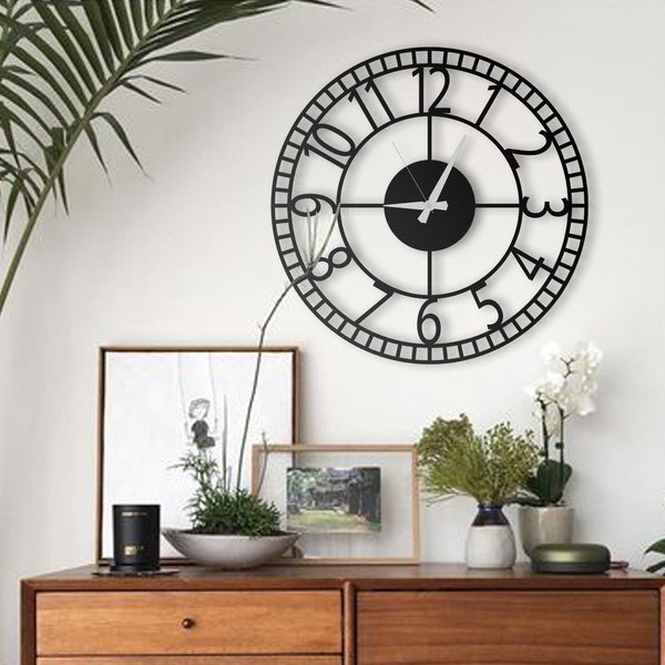 Numbers Oversized Wall Clock, Large Modern Wall Clock, Unique Minimalist Wall Clock, Silent Wall Clock, Metal Wall Clock, Clocks for Wall