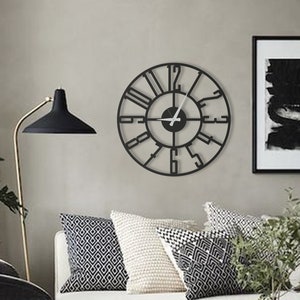Numbers Oversized Unique Wall Clock, Large Modern Wall Clock, Silent Wall Clock, Metal Wall Clock